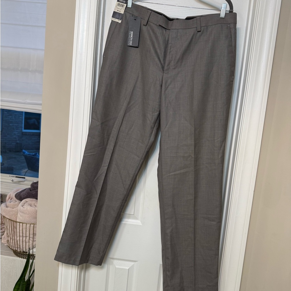 Kenneth Cole Reaction Gray Dress Pants Wool-Blend
